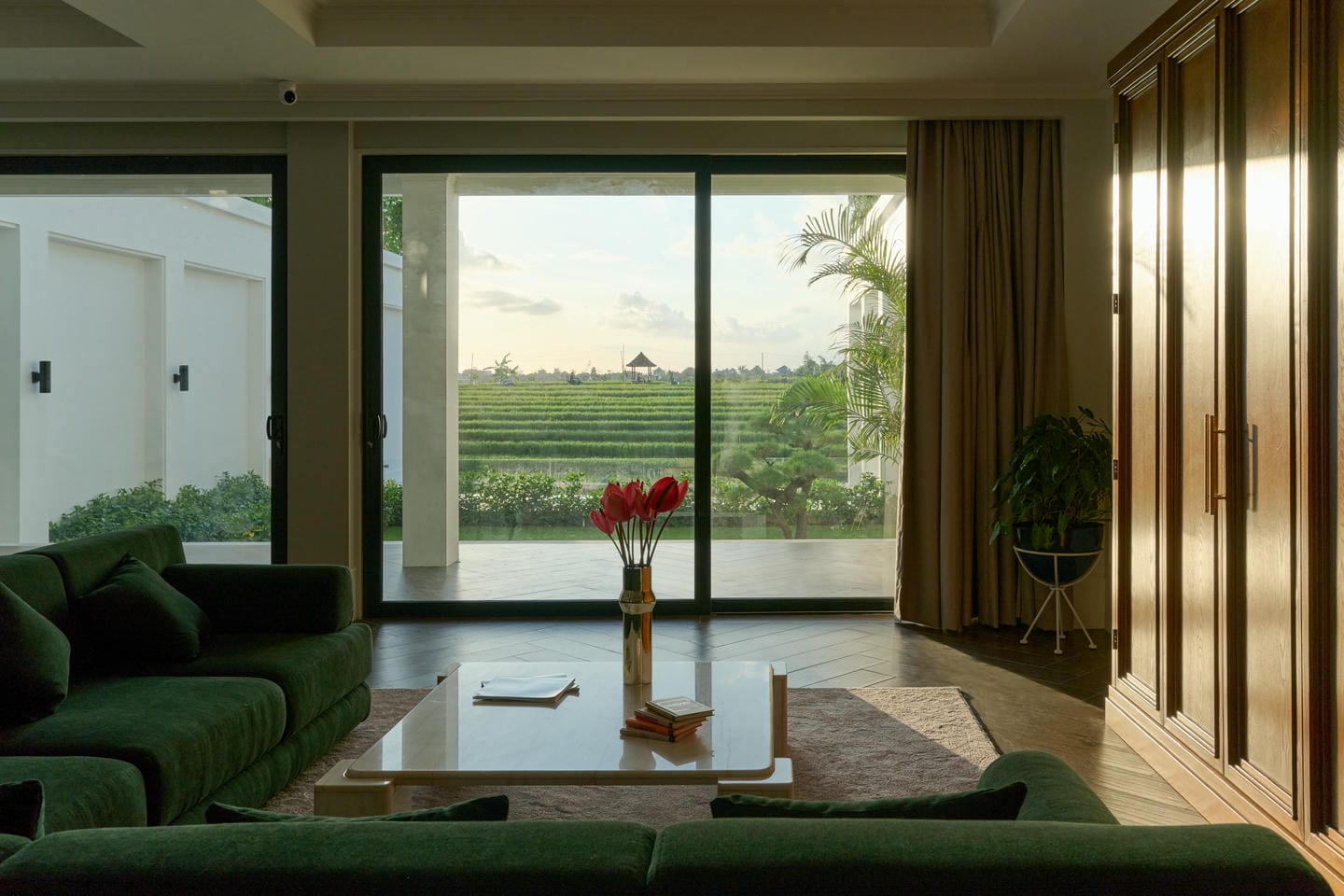 Living room view with garden landscape