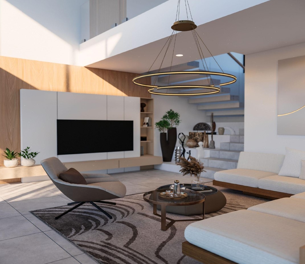 Modern living room with stylish decor