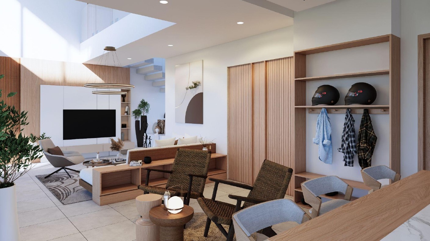 Modern living room with stylish furniture.