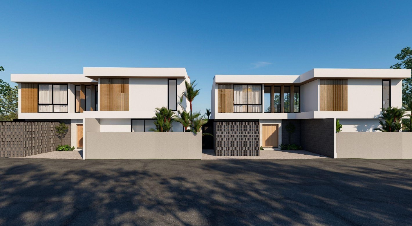 Modern two-story houses with minimalist design.