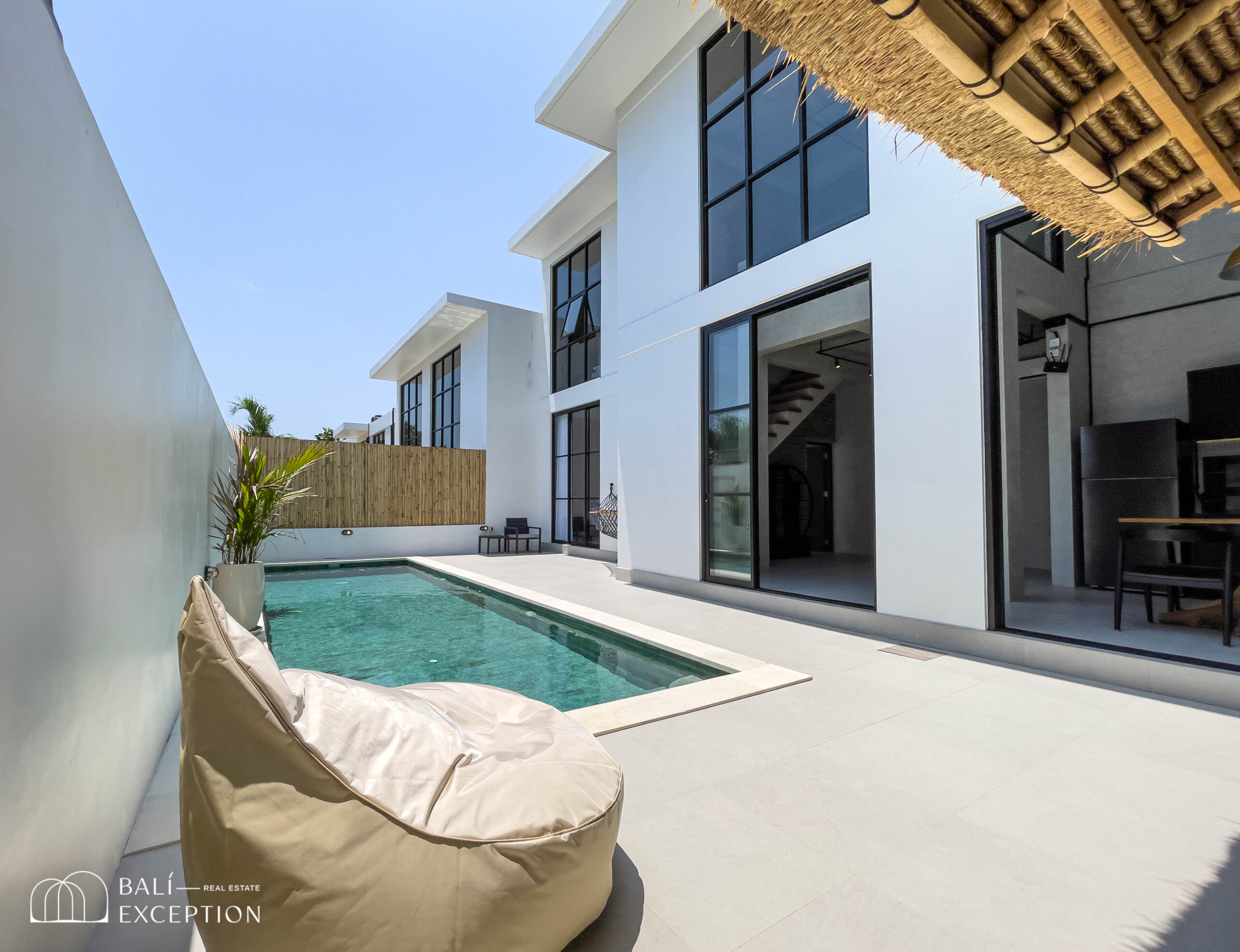 Modern villa with pool and patio view