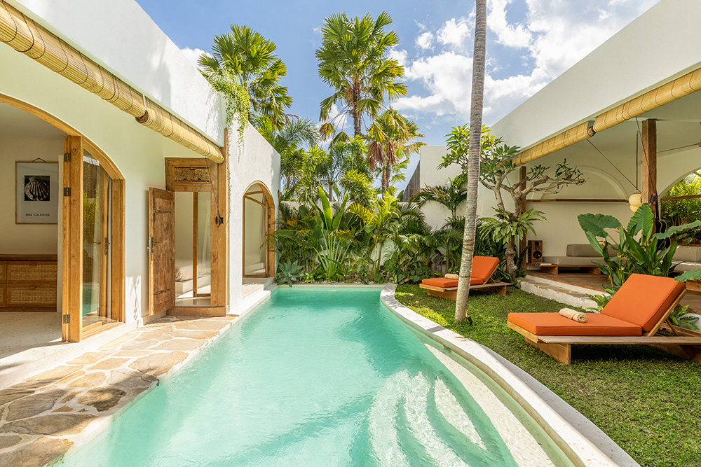 Luxurious villa pool and garden view