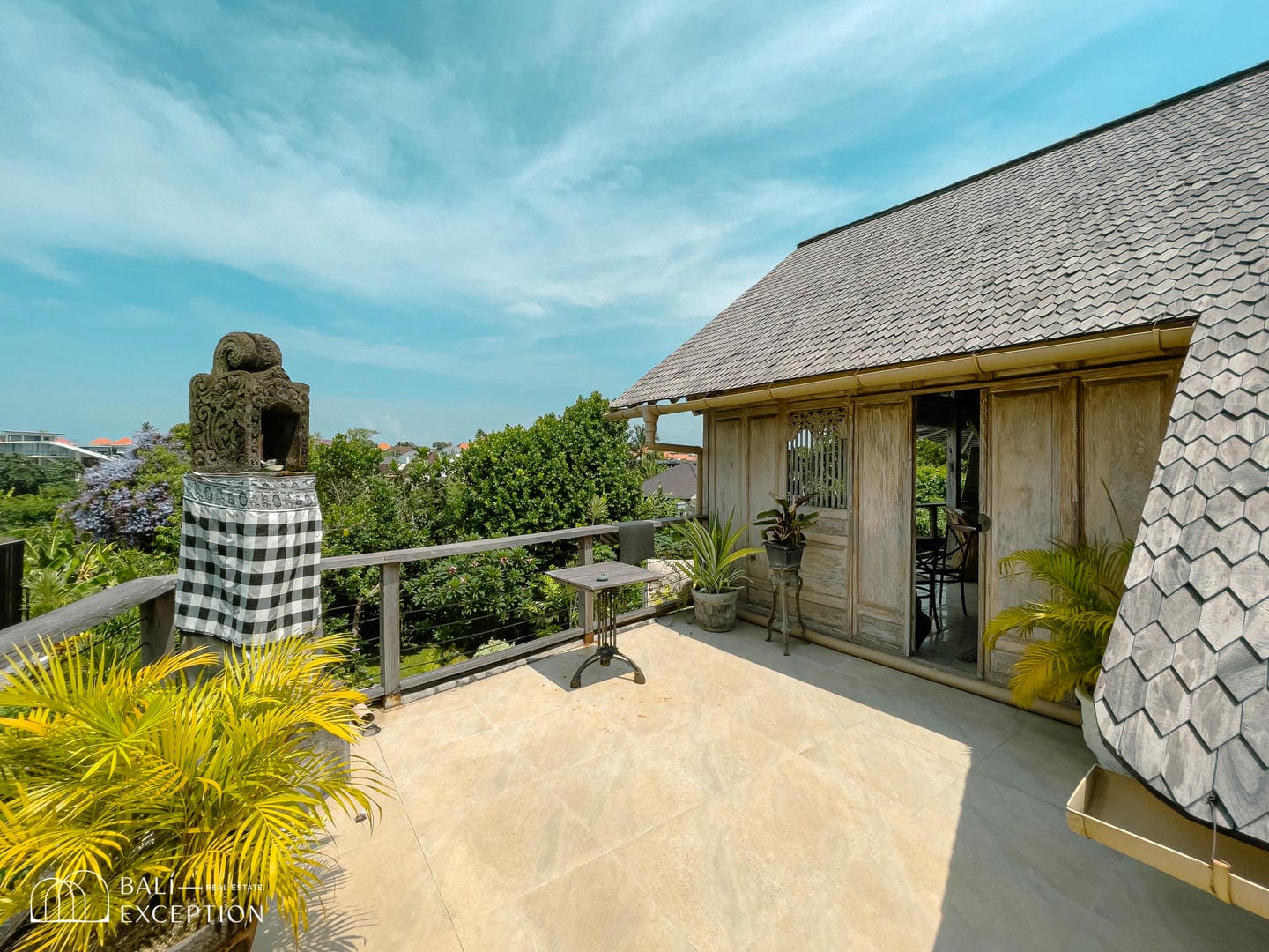Balinese villa terrace with scenic view