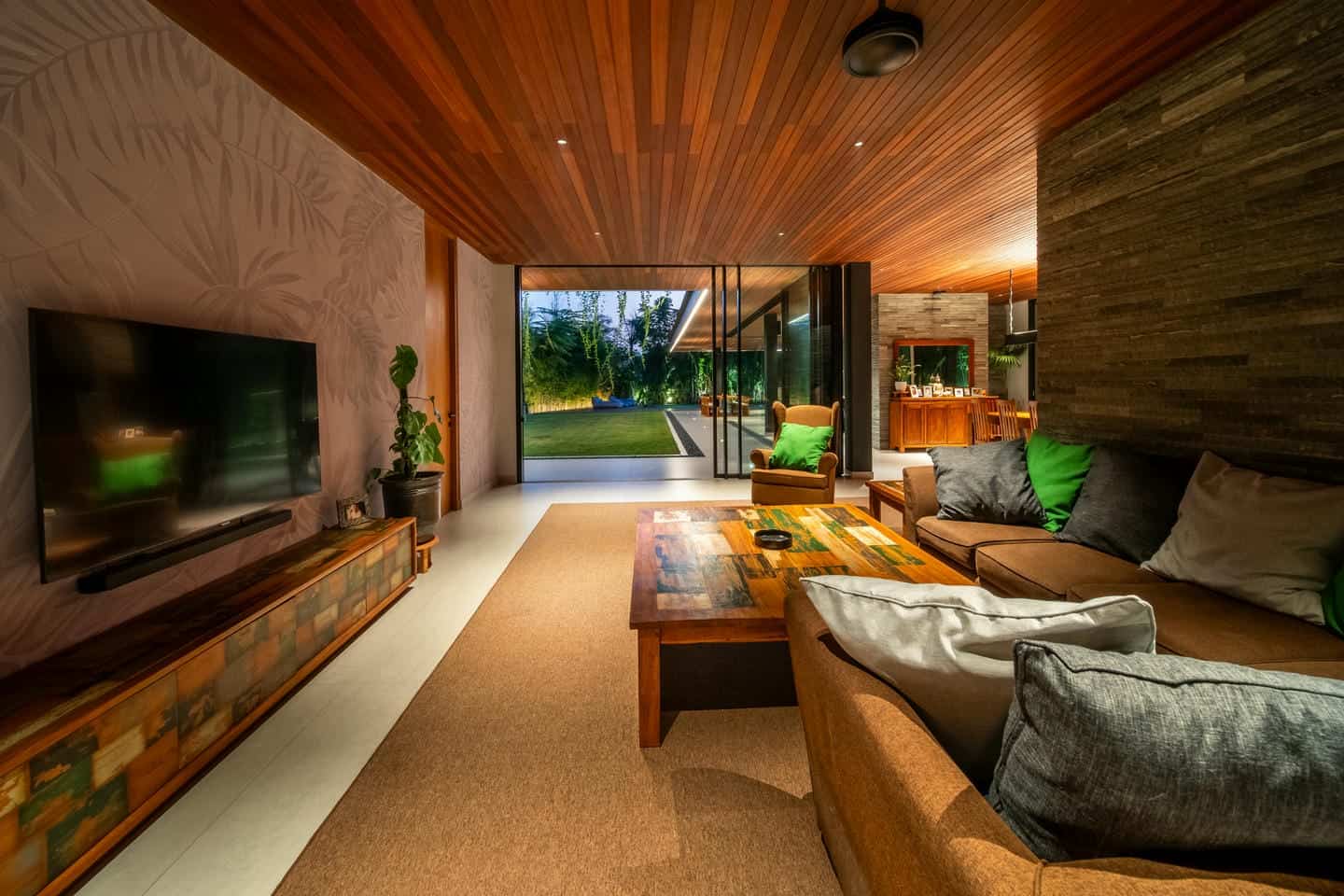Modern living room with garden view