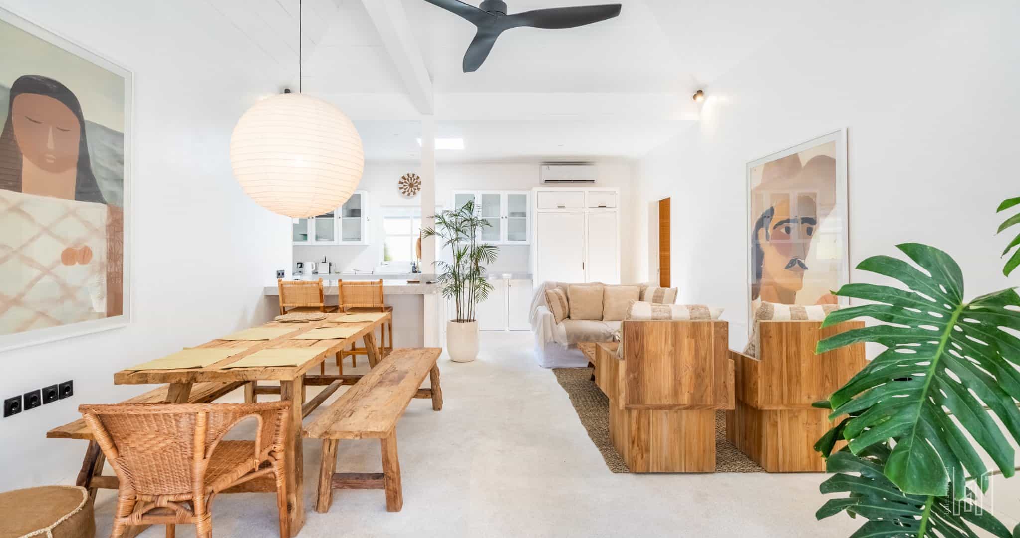 Modern living room with wooden furniture and decor