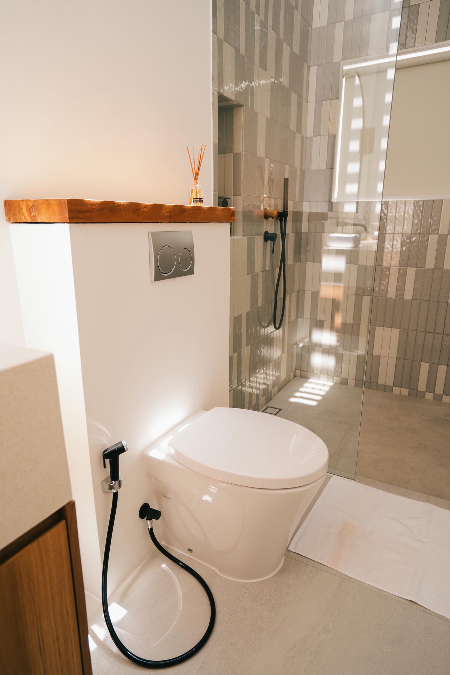 Modern bathroom with shower and toilet