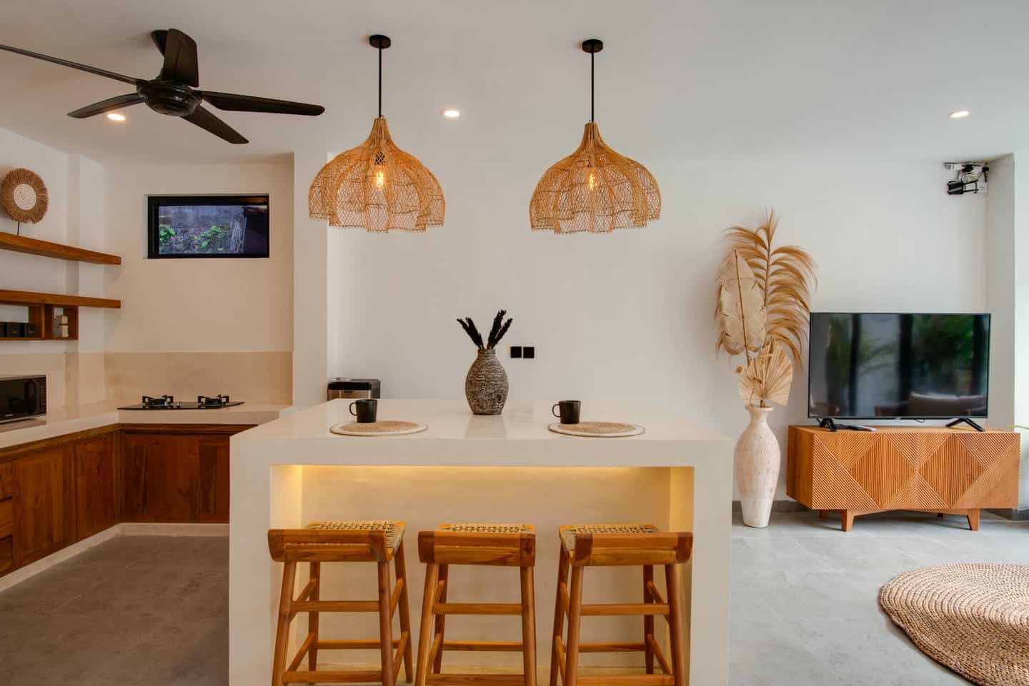 Modern kitchen with island and bar stools