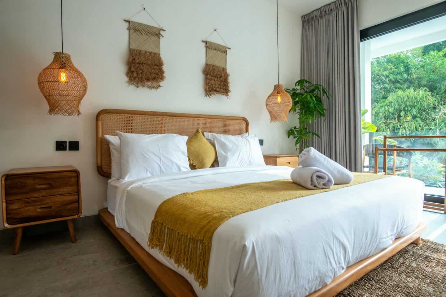 Cozy bedroom with modern decor and natural light