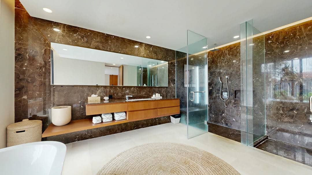Luxurious modern bathroom with marble design