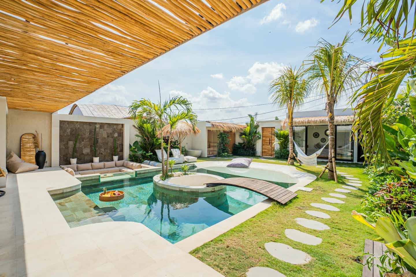 Luxury tropical villa with pool and hammock