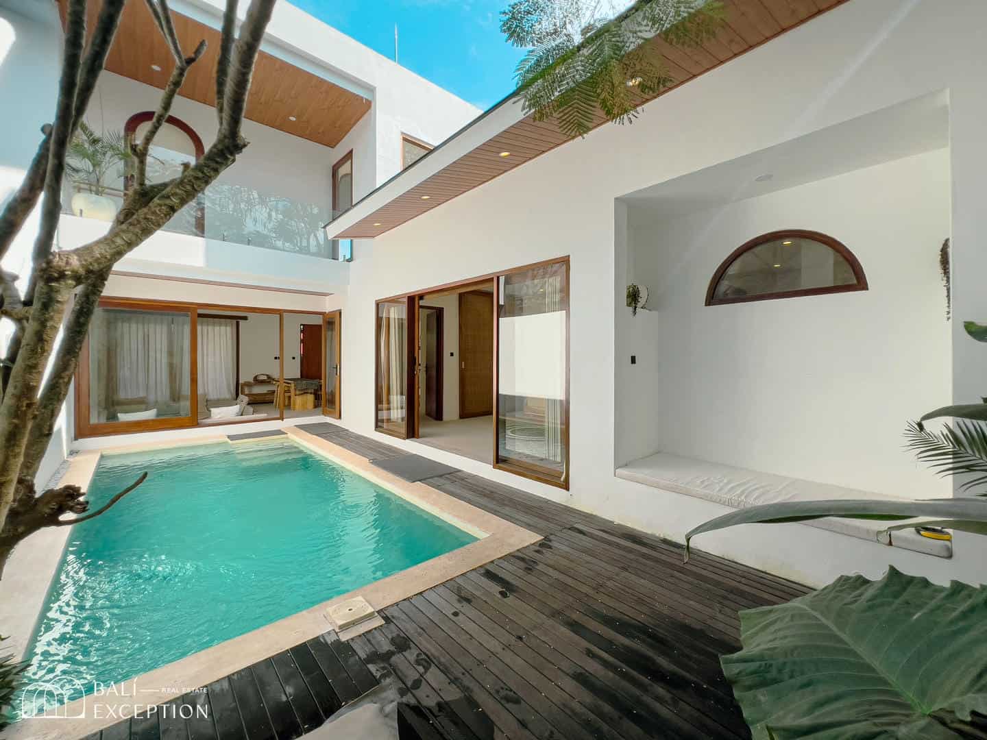Modern villa with private pool and wooden deck