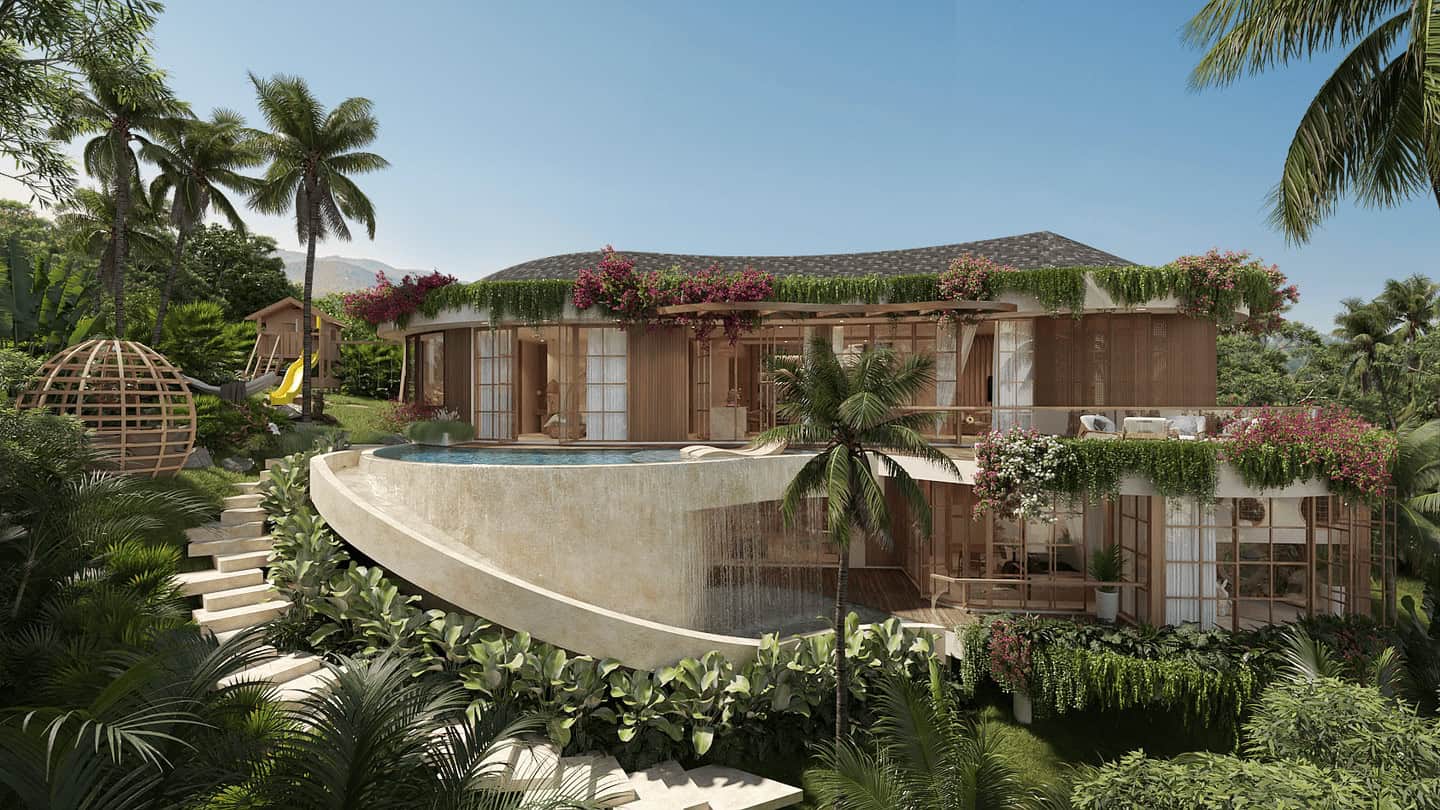 Luxury tropical villa with pool and gardens